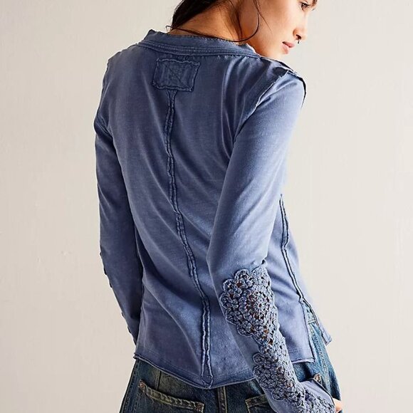 Free People Our Song Henley Lace Cuff Shirt - Picture 4 of 6